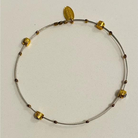 Seasonal Whispers Beautiful Gold/Silver Bezel CZ Wire Cable Bangle Bracelet - Picture 2 of 5